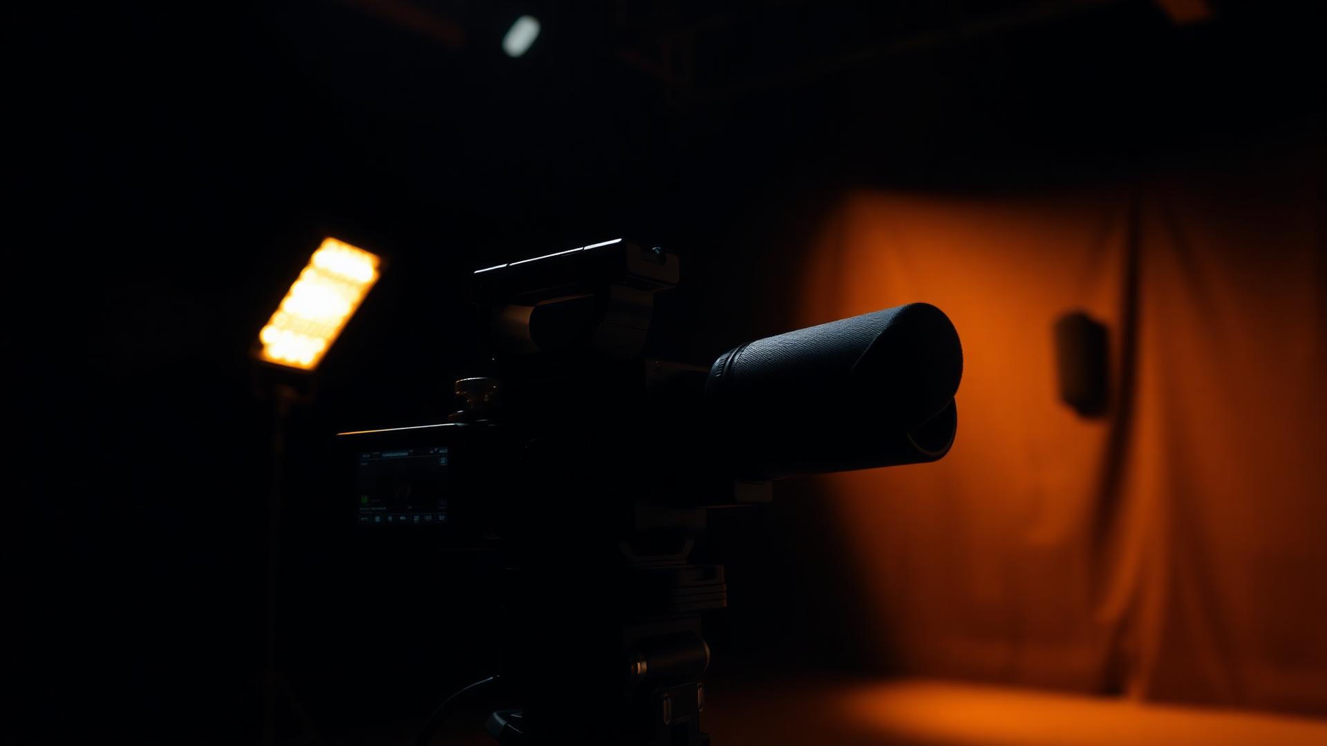 Cinematic camera in a professional media studio